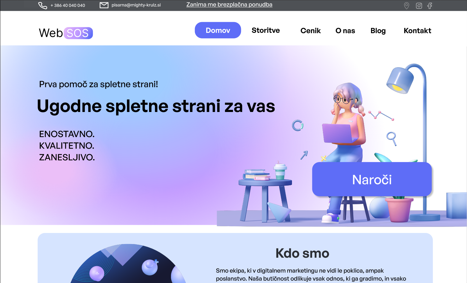WebSOS website interface design